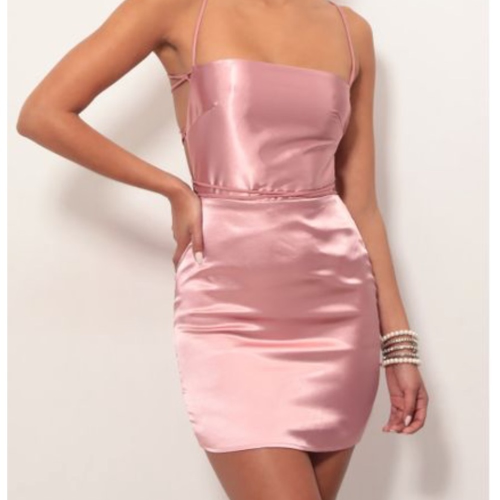 Lucy in the sky satin lace up dress